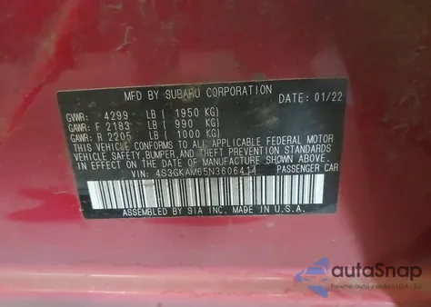 2022 Subaru Impreza Sport from USA, damaged, VIN 4S3GKAM65N3606414